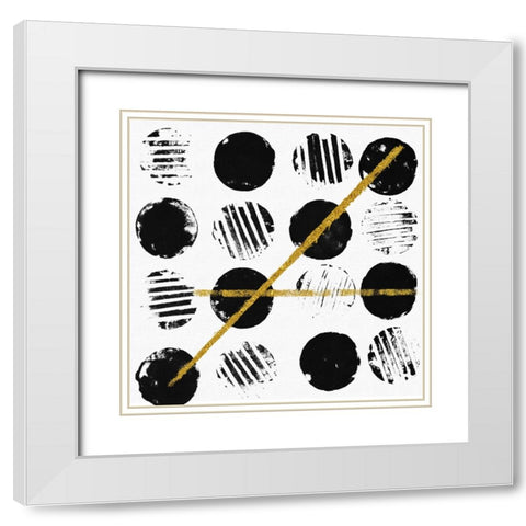 Dot and Gold I White Modern Wood Framed Art Print with Double Matting by Smith, Karen