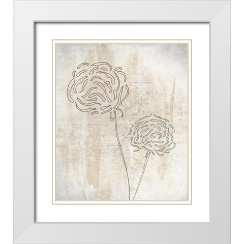 Petals on Paper I White Modern Wood Framed Art Print with Double Matting by Smith, Karen