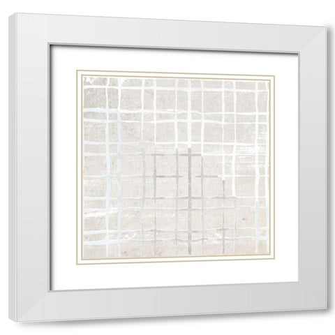 Gridlock II White Modern Wood Framed Art Print with Double Matting by Smith, Karen