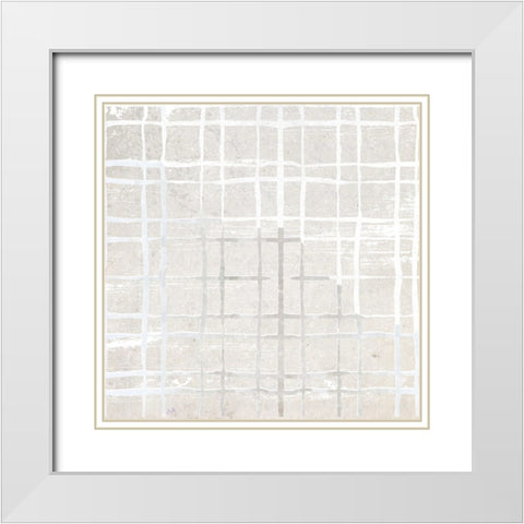 Gridlock II White Modern Wood Framed Art Print with Double Matting by Smith, Karen
