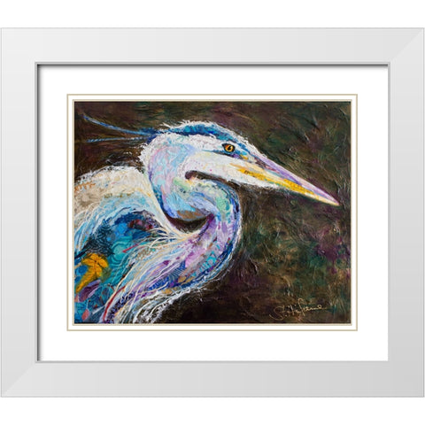 Great Heron White Modern Wood Framed Art Print with Double Matting by St Hilaire, Elizabeth