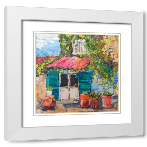 Cortona Kitchen Doorway White Modern Wood Framed Art Print with Double Matting by St Hilaire, Elizabeth