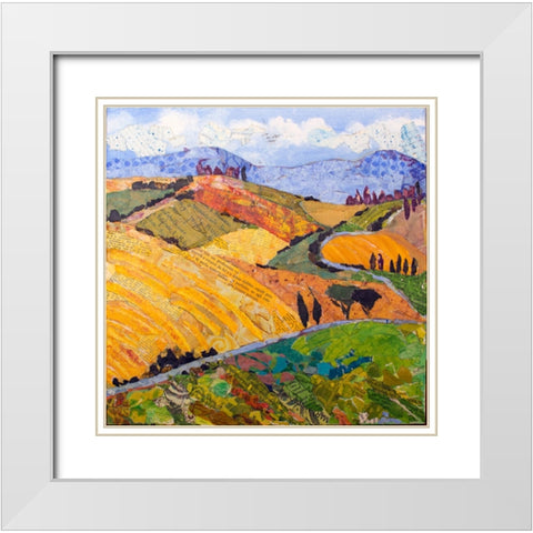 Tuscany Rolling Hills White Modern Wood Framed Art Print with Double Matting by St Hilaire, Elizabeth