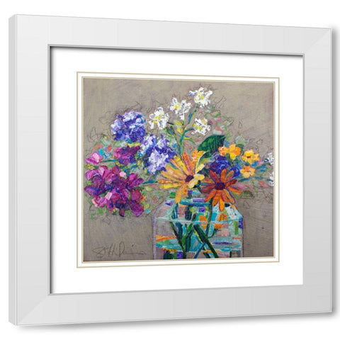 Lizard Bouquet White Modern Wood Framed Art Print with Double Matting by St Hilaire, Elizabeth