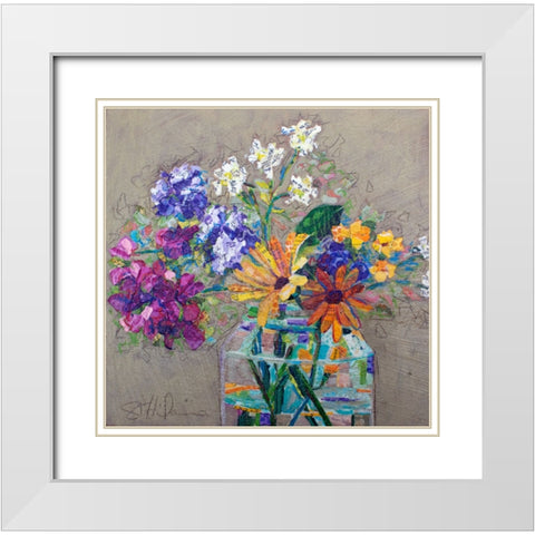 Lizard Bouquet White Modern Wood Framed Art Print with Double Matting by St Hilaire, Elizabeth