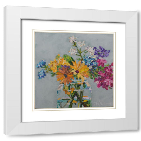 Wildflowers White Modern Wood Framed Art Print with Double Matting by St Hilaire, Elizabeth