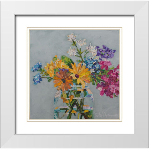 Wildflowers White Modern Wood Framed Art Print with Double Matting by St Hilaire, Elizabeth