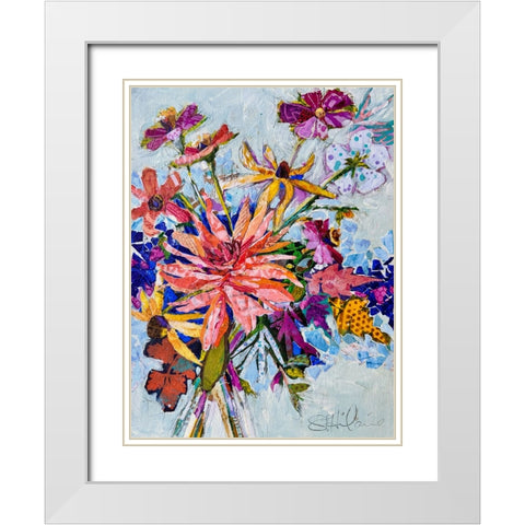 Tuscan Wildflowers White Modern Wood Framed Art Print with Double Matting by St Hilaire, Elizabeth