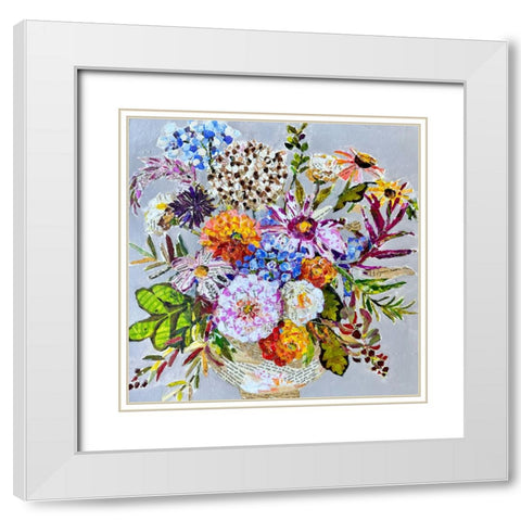 Mixed Floral White Modern Wood Framed Art Print with Double Matting by St Hilaire, Elizabeth