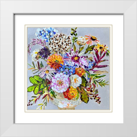 Mixed Floral White Modern Wood Framed Art Print with Double Matting by St Hilaire, Elizabeth