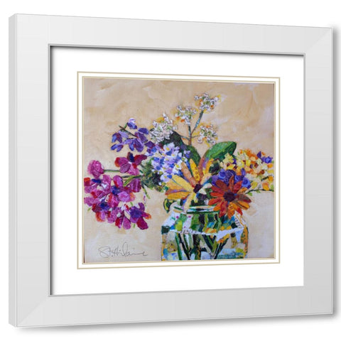 Wildflowers White Modern Wood Framed Art Print with Double Matting by St Hilaire, Elizabeth