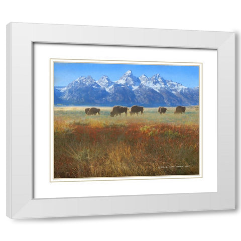 Meadow Grass Grand Teton White Modern Wood Framed Art Print with Double Matting by Vest, Christopher