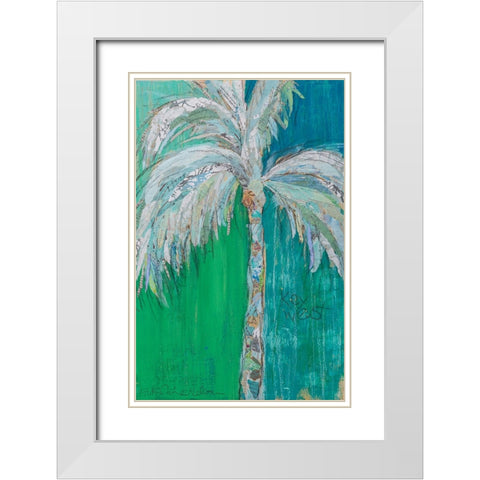 Palm in Teal White Modern Wood Framed Art Print with Double Matting by St Hilaire, Elizabeth