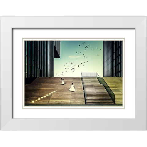 Free like a bird White Modern Wood Framed Art Print with Double Matting by Mohrmann, Dennis