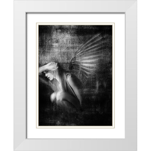 exile White Modern Wood Framed Art Print with Double Matting by Hummel, Jeffrey
