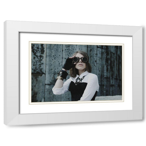 Untitled No 821 White Modern Wood Framed Art Print with Double Matting by Sinyavina, Ksenia