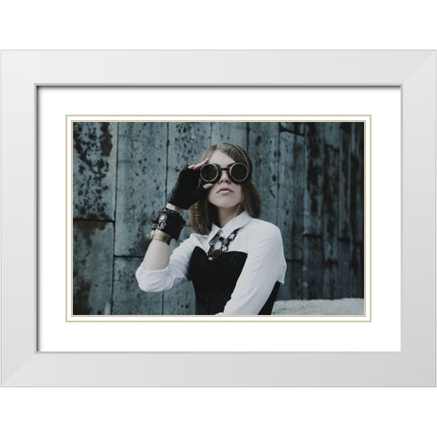 Untitled No 821 White Modern Wood Framed Art Print with Double Matting by Sinyavina, Ksenia