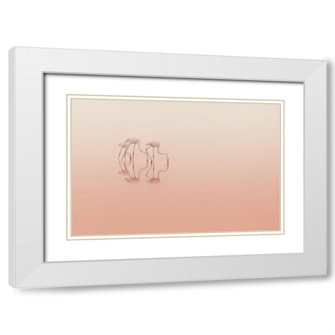 Pink Silence White Modern Wood Framed Art Print with Double Matting by Rublina, Natalia