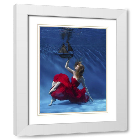 Never Let Go White Modern Wood Framed Art Print with Double Matting by Jones, Karen