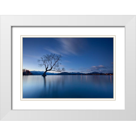 Wanaka Twilight White Modern Wood Framed Art Print with Double Matting by Zhang, Yan