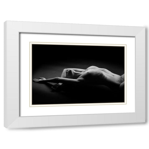 Woman White Modern Wood Framed Art Print with Double Matting by Blasko, Jan