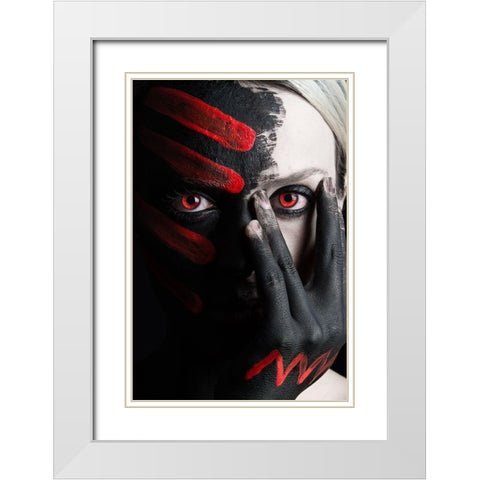 4 Elements  Fire White Modern Wood Framed Art Print with Double Matting by Paza May, Tim