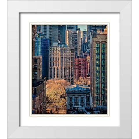 City Life White Modern Wood Framed Art Print with Double Matting by Yu, Liyun