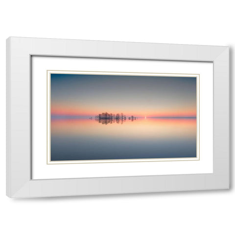 Lake Mattamuskeet Memory White Modern Wood Framed Art Print with Double Matting by Yu, Liyun