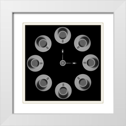 Three OClock White Modern Wood Framed Art Print with Double Matting by Bunjamin (Abe), Antonyus