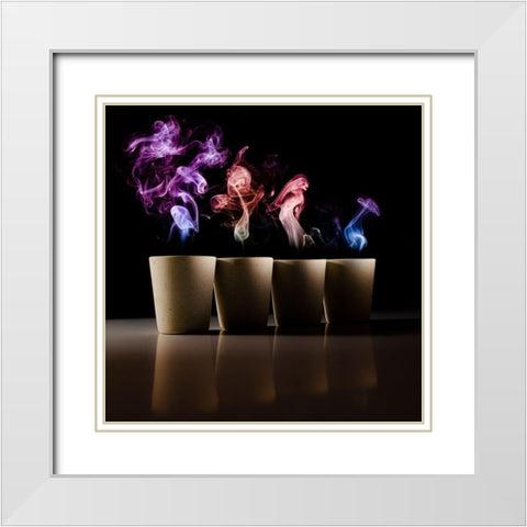 Demons White Modern Wood Framed Art Print with Double Matting by Huybrighs, Marc