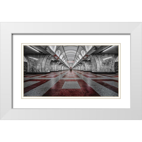 Prague Metro White Modern Wood Framed Art Print with Double Matting by Cuomo, Massimo