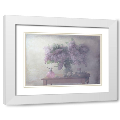 Sweet Lilacs White Modern Wood Framed Art Print with Double Matting by Devos, Delphine