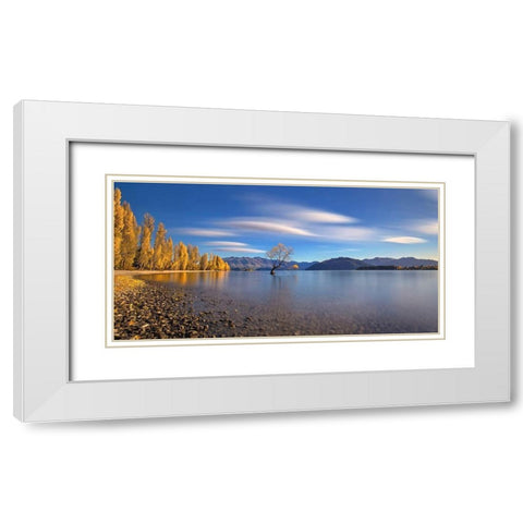 Autumn in Lake Wanaka White Modern Wood Framed Art Print with Double Matting by Zhu, Hua