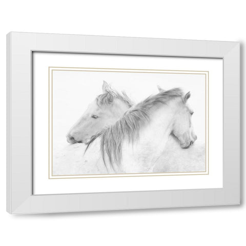 Horses White Modern Wood Framed Art Print with Double Matting by Stas, Marie-Anne