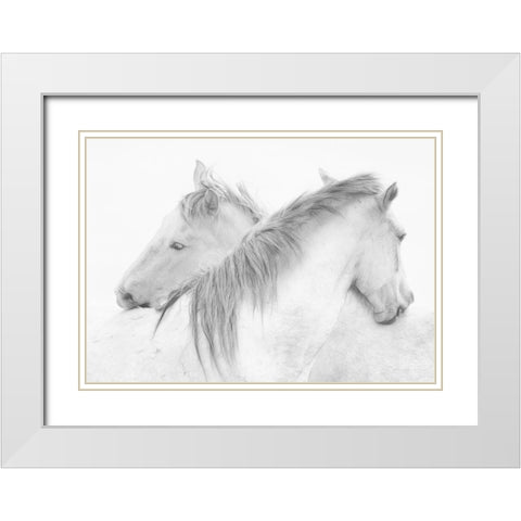 Horses White Modern Wood Framed Art Print with Double Matting by Stas, Marie-Anne