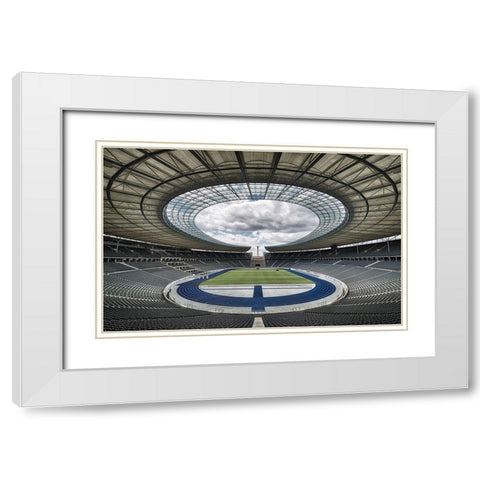 Olympiastadion Berlin White Modern Wood Framed Art Print with Double Matting by Cuomo, Massimo