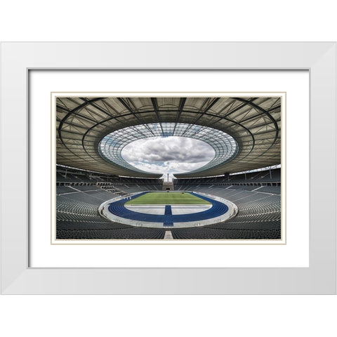 Olympiastadion Berlin White Modern Wood Framed Art Print with Double Matting by Cuomo, Massimo