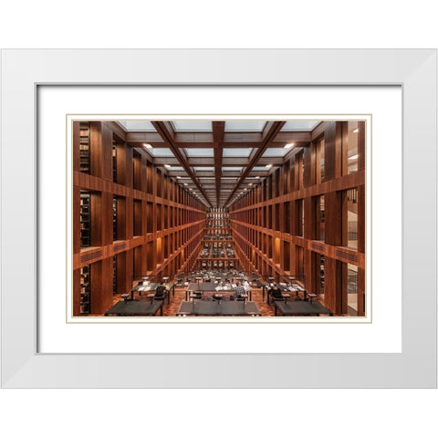 Library in Berlin White Modern Wood Framed Art Print with Double Matting by Cuomo, Massimo
