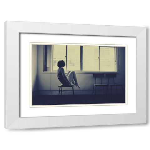 Dancer White Modern Wood Framed Art Print with Double Matting by U-Kei