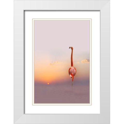 sunset White Modern Wood Framed Art Print with Double Matting by Cseresnjes, Anna