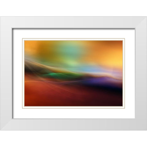 Watercolor lines White Modern Wood Framed Art Print with Double Matting by Westum, Heidi