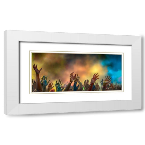 Hands White Modern Wood Framed Art Print with Double Matting by Bunjamin (Abe), Antonyus