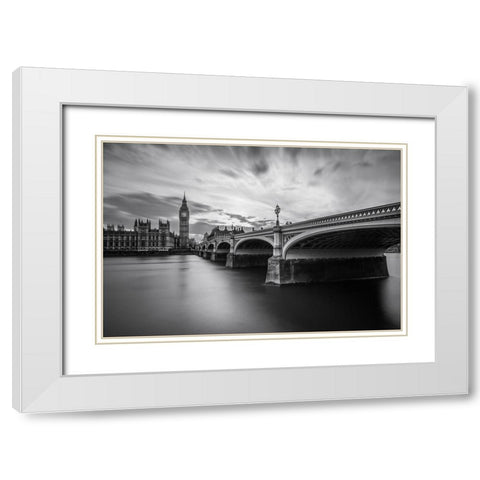 Westminster Serenity White Modern Wood Framed Art Print with Double Matting by El Assy, Nader