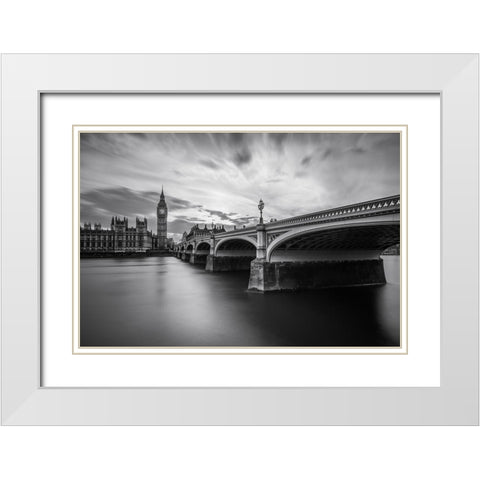 Westminster Serenity White Modern Wood Framed Art Print with Double Matting by El Assy, Nader