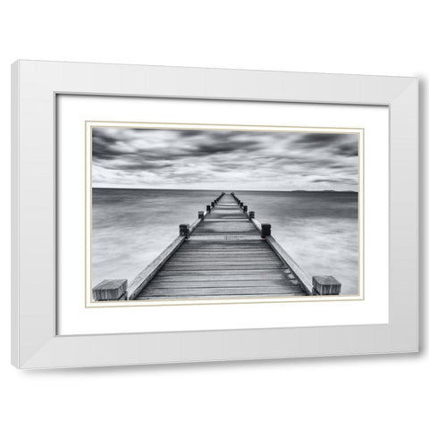 Embarquement White Modern Wood Framed Art Print with Double Matting by Viretti, Jean-Louis