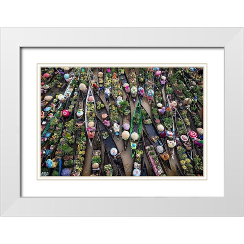 Pasar Terapung White Modern Wood Framed Art Print with Double Matting by Kamil, Insan
