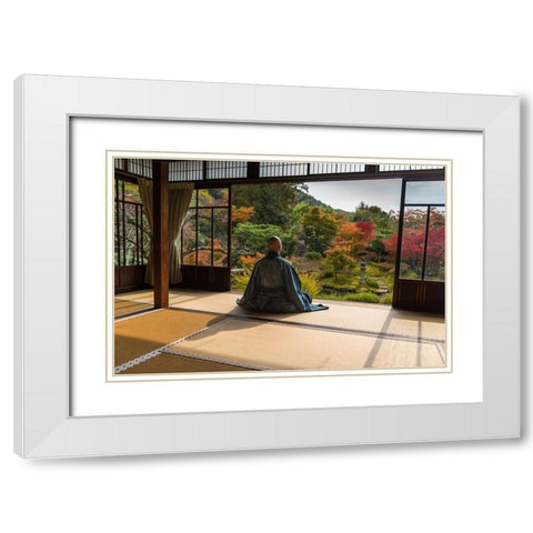 MAÂ©ditation White Modern Wood Framed Art Print with Double Matting by Pelissier, Marc