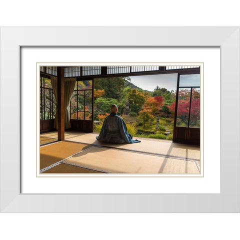 MAÂ©ditation White Modern Wood Framed Art Print with Double Matting by Pelissier, Marc