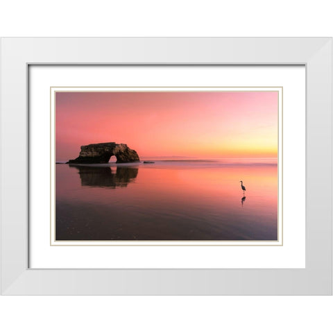 Sunset at the Natural Bridge-2 White Modern Wood Framed Art Print with Double Matting by Li, Rob