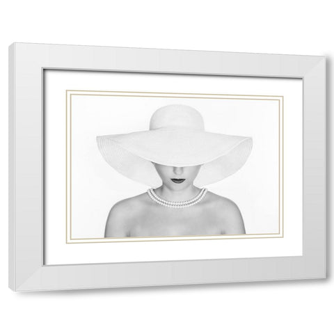 Pure White White Modern Wood Framed Art Print with Double Matting by Pentony Ma, Pauline